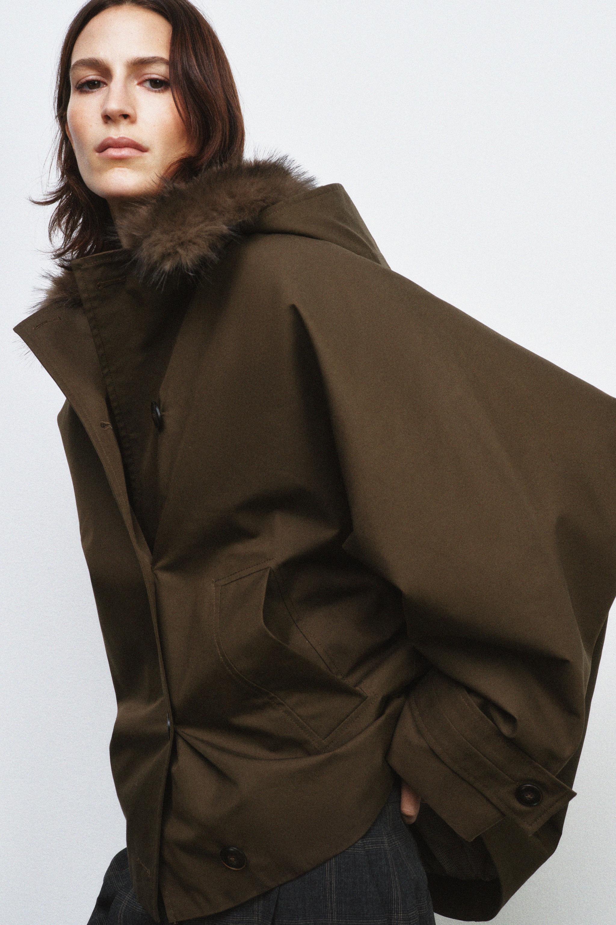TRENCH COURT COL EFFET FOURRURE ZW COLLECTION